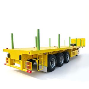 3 Axle 40ft Container Transport Flatbed Semi Trailer with Column