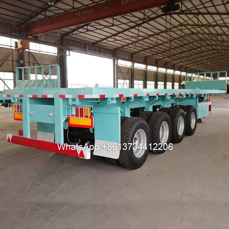 4 Axle 40 ft Flatbed Semi-Trailer Transport Container with Front Baffle