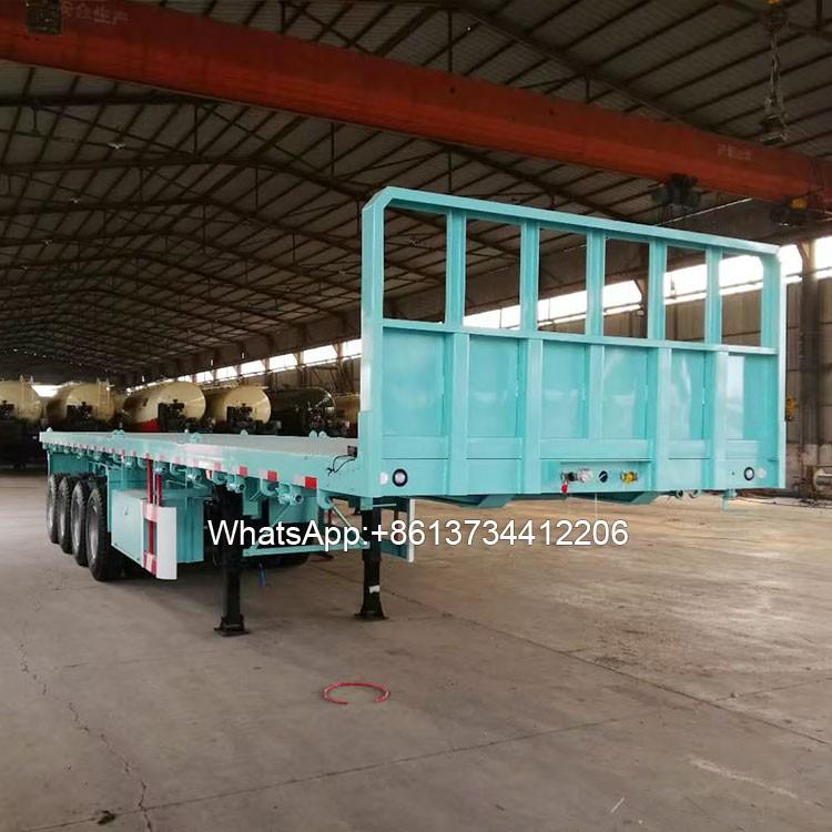 4 Axle 40 ft Flatbed Semi-Trailer Transport Container with Front Baffle