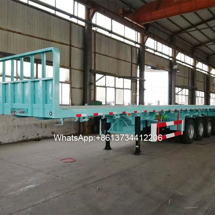 4 Axle 40 ft Flatbed Semi-Trailer Transport Container with Front Baffle